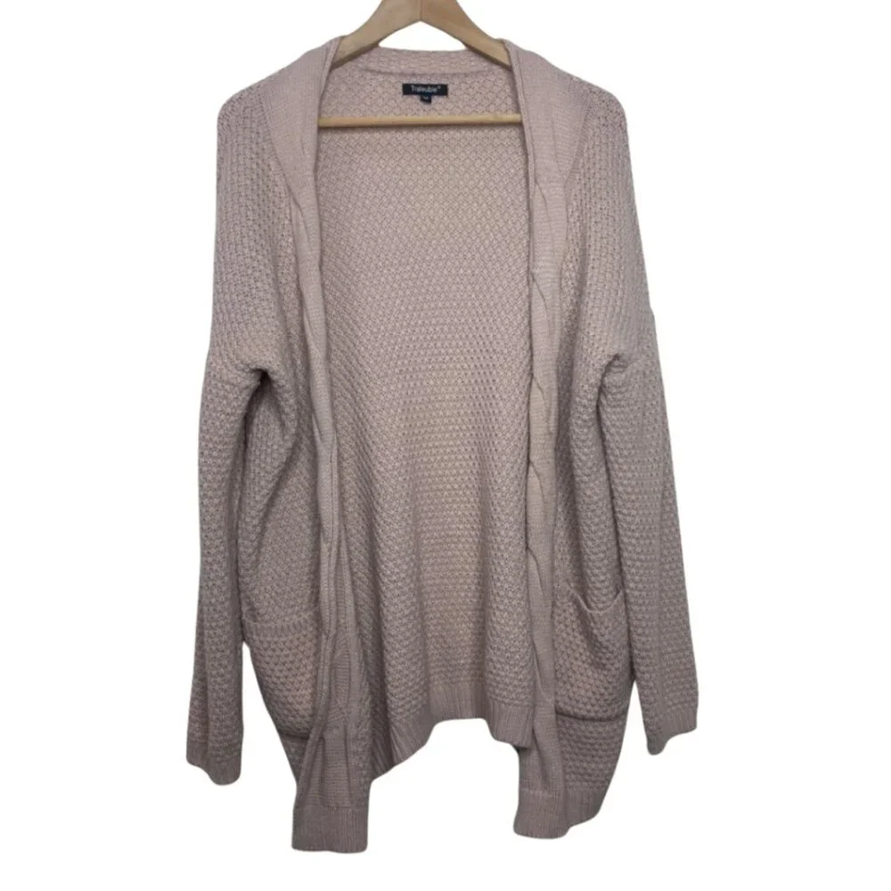 TRALEUBIE | Women's Blush Pink Open Front Knit Cardigan | Size M - Picture 1 of 13